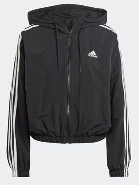 adidas essentials 3 stripe woven windbreaker size S